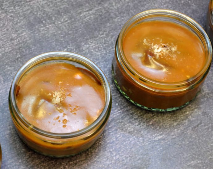 Pastry Cream Mousse With Toffee Sauce